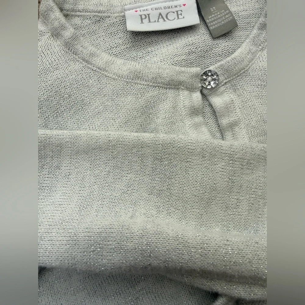 The Children’s Place Ivory w/Silver Shimmer Bolero Cardigan | 3T